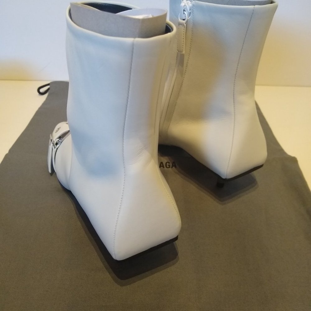 Balenciaga Square Knife Belt Boots White Kitten Heel 37 - Picture 7 of 16